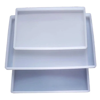 

3 Pcs DIY Coaster Silicone Mold, Resin Molds for Trays, Oversize Silicone Resin Mold with 1 Square, 2 Rectangle Shape