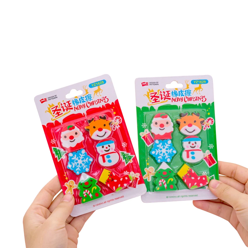 

10pack/lot Cute Merry Christmas Eraser Cartoon Series Eraser Set School Student Supplies Gift Wholesales