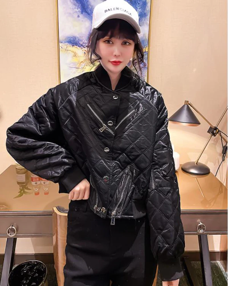2023 Short V Neck Jacket Autumn Winter New Candy Color Thickened