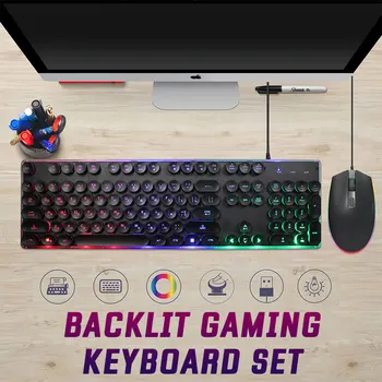 

(Neutral) V300 Russian Backlit Gaming Keyboard Set RGB Luminous Mouse Wired Keyboard Set