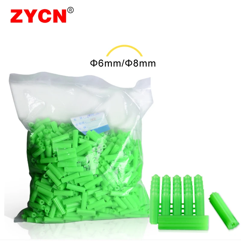Tubo de Expansão de Plástico Verde Âncora Parafuso Auto Tapping Drywall Parafuso mm mm Plugue de Borracha Parafuso Coluna de Nylon 500 Pcs