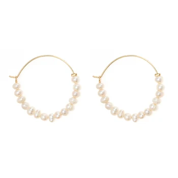 

Pearl Hoop Earrings for Women 14K Gold Filled White Small Freshwater Cultured Real Pearl Hoop Earrings Jewelry