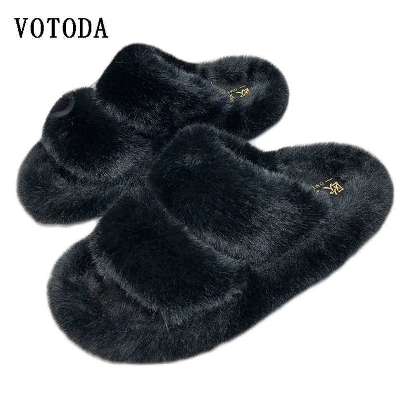 

Women Warm Rex Rabbit Hair Slippers High Quality Fluffy Plush Slides Ladies Soft Plush Furry Flip Flops Casual Outodoor Shoes