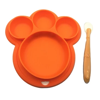 

With Spoon Baby Children Wedding Party Soft Silicone Foldable Portable Feeding Solid Kitchen Dinner Plate Tableware Home Dishes