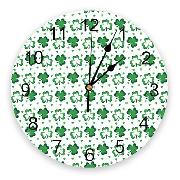 

St Patricks Day Shamrock Celebration PVC Wall Clock Modern Design Home Decor Bedroom Silent O'clock Watch Wall For Living Room