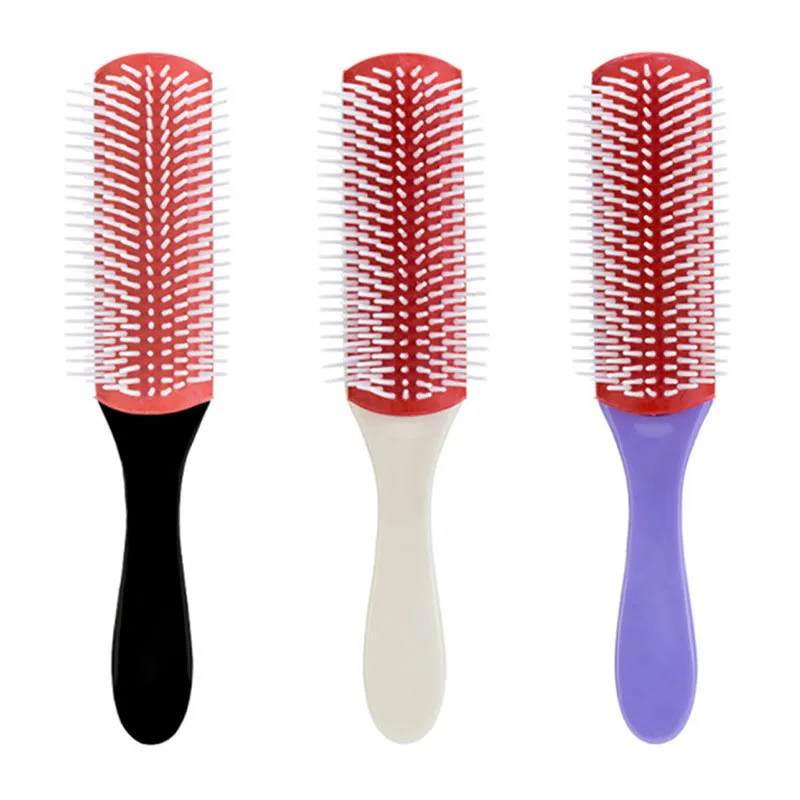 

9-Row Comb Teeth Cushion Hair Brush and Edge Brush Set Styling Comb Tool