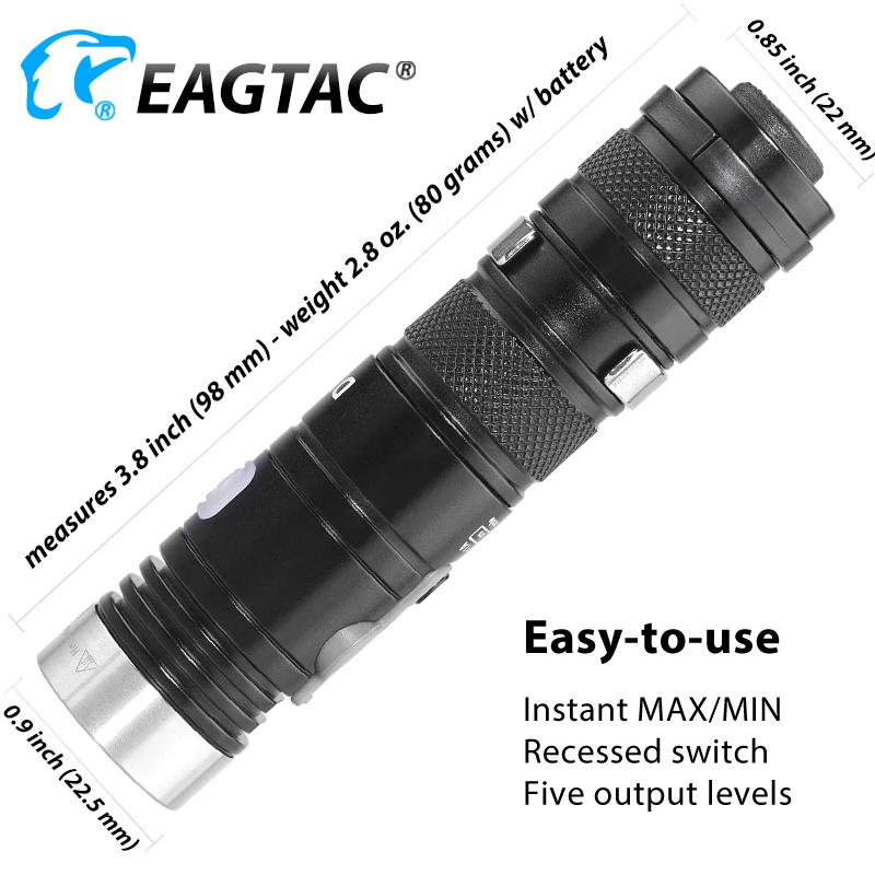 EAGTAC DX3B RC USB Перезаряжаемый XHP50.2 2500 люмен супер мощный светодиодный карманный мини-фонарь EDC лампа 18350 в комплекте