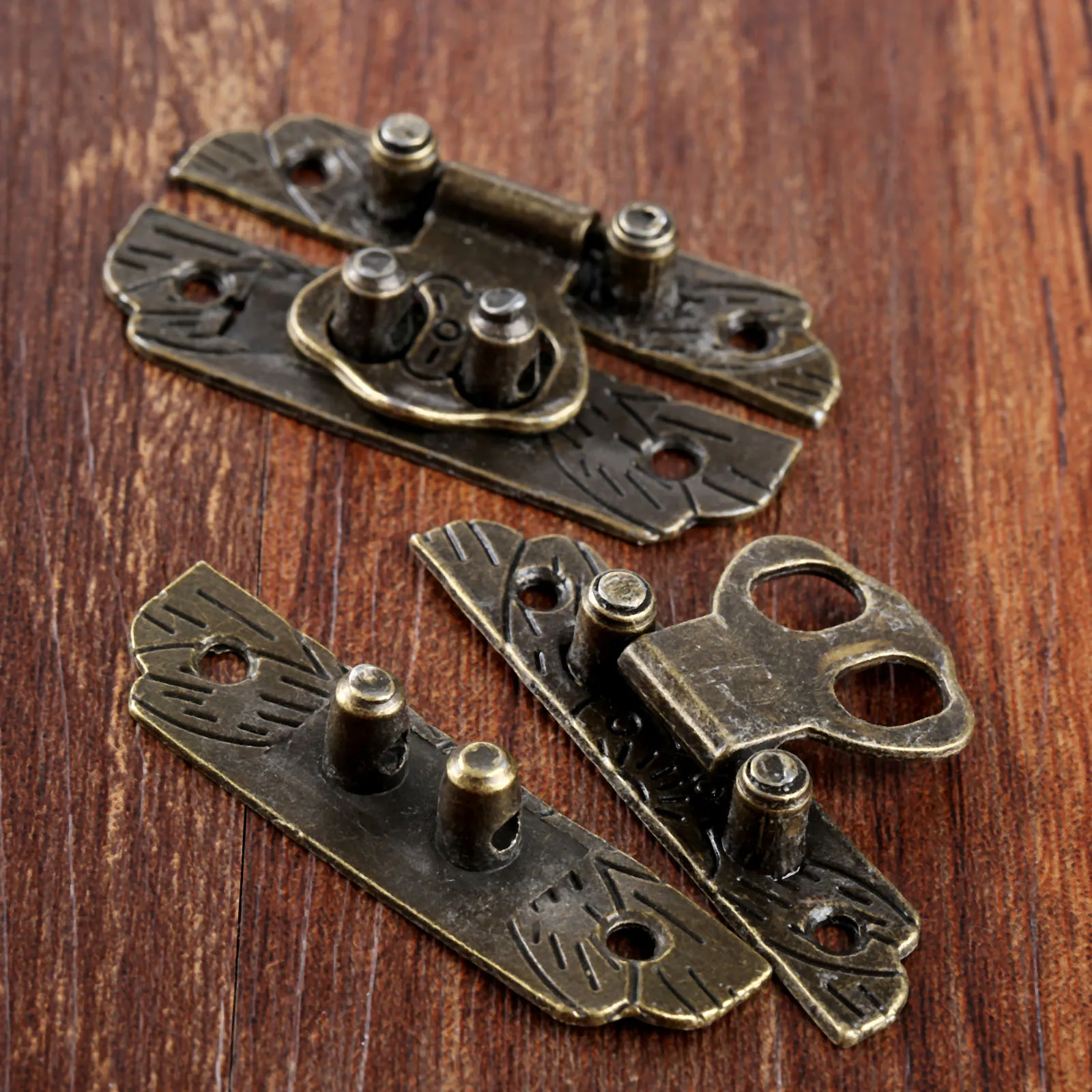 5pcs Latch Hasps with screws Antique Bronze Padlocks Zinc Alloy Buckle lock 25*48mm Jewelry Wooden Box Wine Case Retro hardware