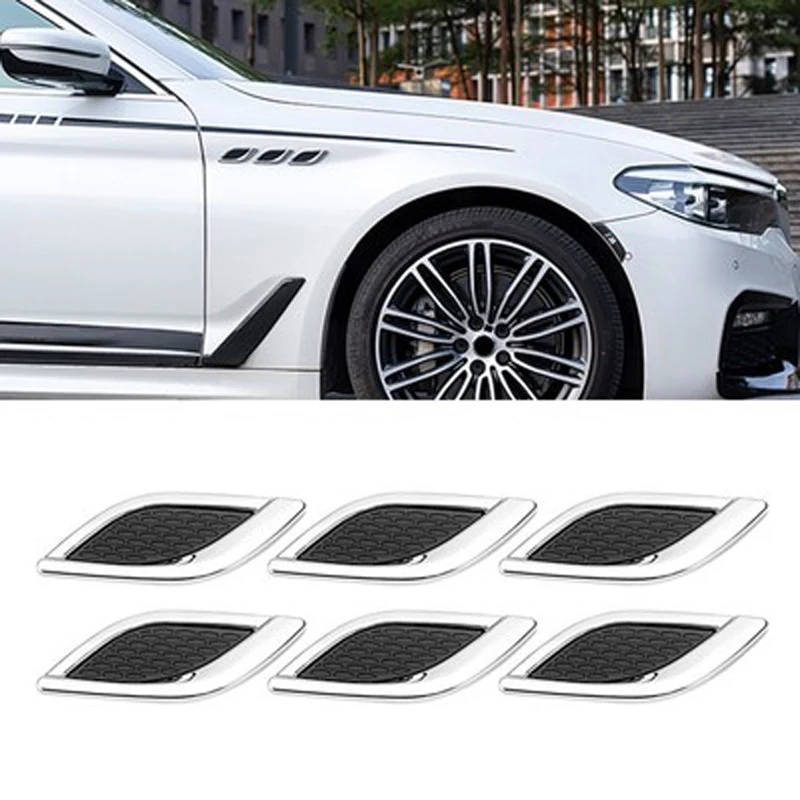 

10cmx3.5cm Car Shark Gill Zinc Alloy 3D Sticker Simulation Side Air Outlet Body Decoration Car Sticker Suitable for Most Models
