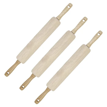 

Beech Wood Roller Type Wood Color Rolling Pin, Dumpling Stick, Flour Stick, Baking Tools in Three Pieces