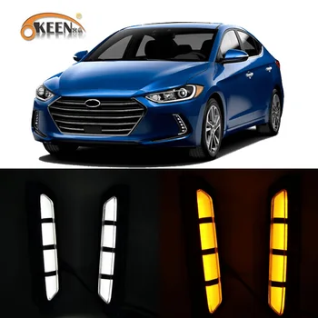 

2Pcs Led DRL For Hyundai Elantra 2019 2020 AVANTE LED Daytime Running Lights Daylight Fog Lamp with Yellow Turn Signal