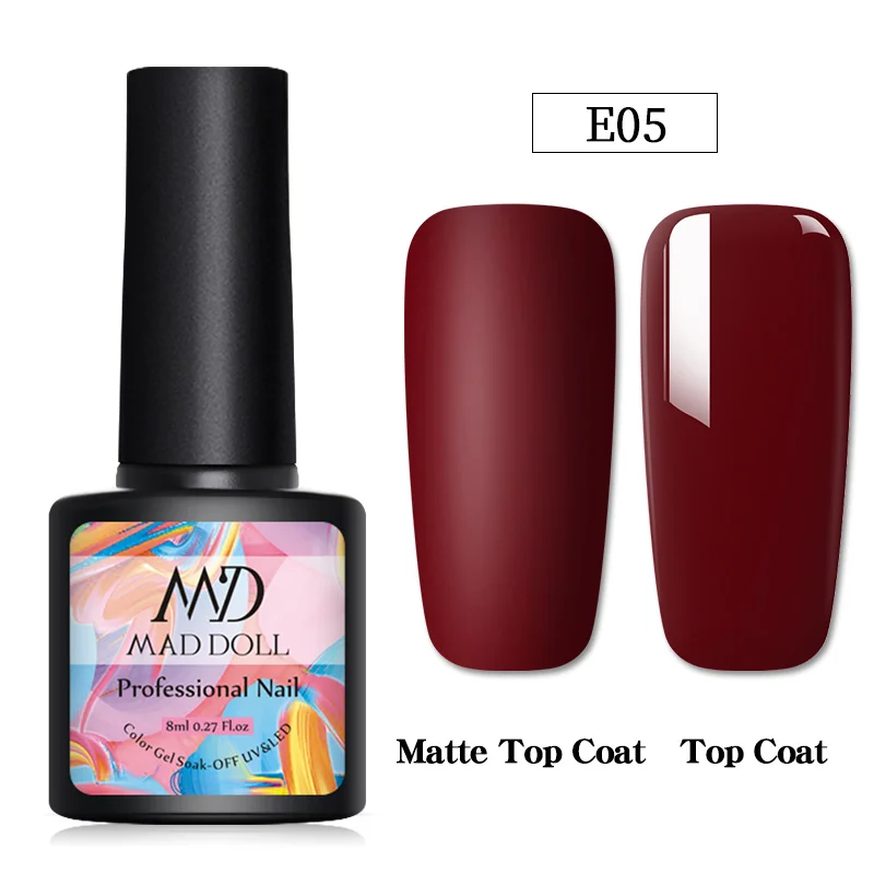 MAD DOLL затеняющий гель матовый лак для ногтей красный долговечный замачиваемый цветной лак для ногтей художественные украшения сделай сам лак - Цвет: E05