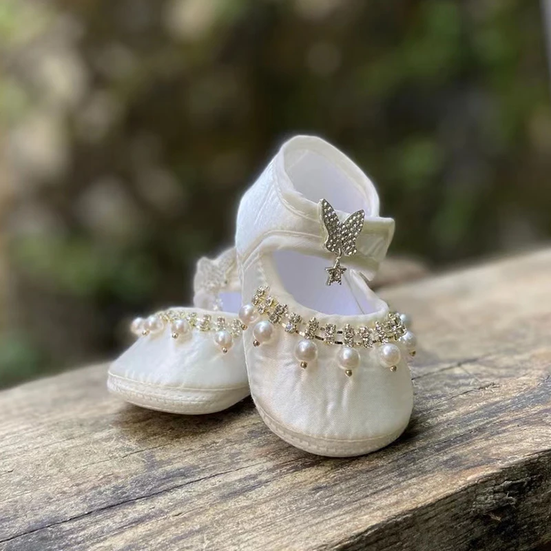 White Baby Girl Shoe Baptisms | Pearl Shoes Baby Girl | Silk Infant Footwear  | Silk Shoes - First Walkers - Aliexpress