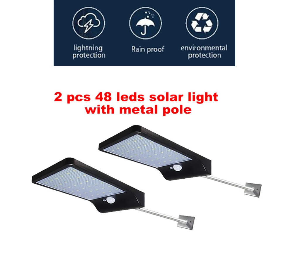 

2/4pcs 48 LED PIR Motion Sensor Solar Light Waterproof Outdoors Energy Saving Street LED Lamp Yard Path Solar Garden Light secur