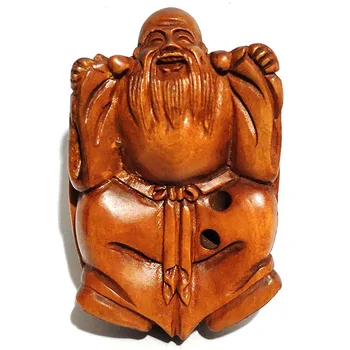 

Y5859 - 2" Hand carved Boxwood Netsuke - God of Longevity & Turtle in One