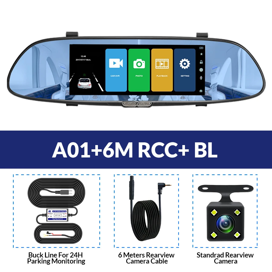 A01-6M RCC-BL E-ACE Android gps навигация автомобильный видеорегистратор 3g Wifi камера 7 дюймов gps навигаторы 1080P видео рекордер зеркало заднего вида - Размер экрана, дюймов: A01-6M RCC-BL