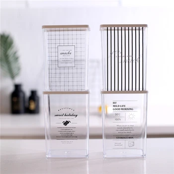 

14.3*10.2*8cm Square Storage Bottle Food Container with Lid Food Beans Sealed Glass Tank Kitchen Grain Bread Storage Tank 1PC