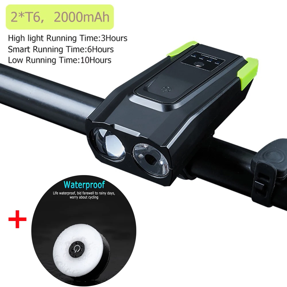 Зеленый 4000mAh USB Перезаряжаемый умный индукционный велосипедный передний светильник, 20000 люмен, светодиодный светильник для велосипеда с рожком, велосипедная лампа FlashLig - Цвет: Зеленый