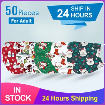 

Disposable Medical Face Mask Mascarilla Adult Christmas Printed Surgical Face Mask Industrial 3 Ply Ear Loop mask Fast Ship