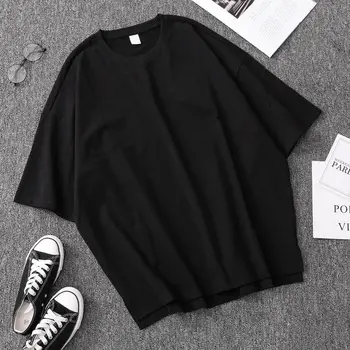 

ZHIJING Men'S Wear Loose-Fit Europe and America Solid Color Couples Half-sleeve Shirt Plus-sized T-shirt Men's Fashion Clothing