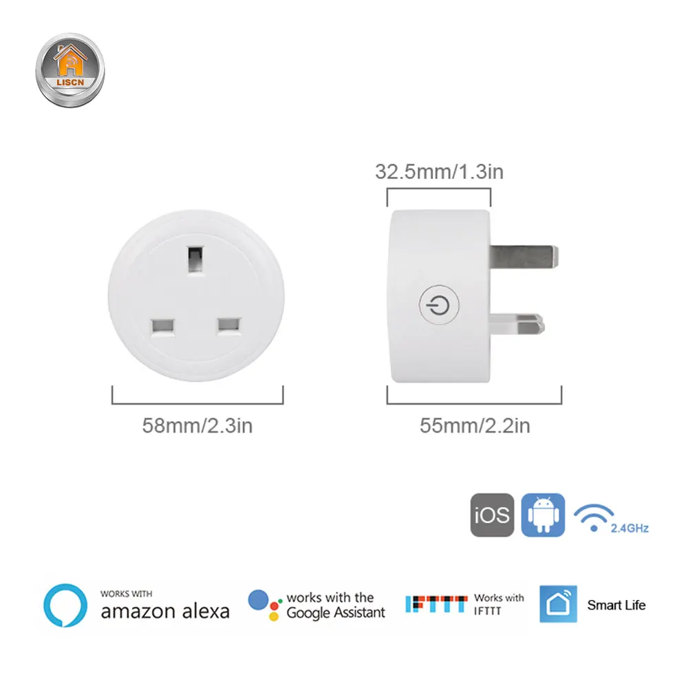 Умная розетка с британской вилкой 16А, Wi-Fi, настенная розетка, дистанционное управление, таймер, переключатель, работающий с Alexa Google Home, 240 в, электрическая розетка