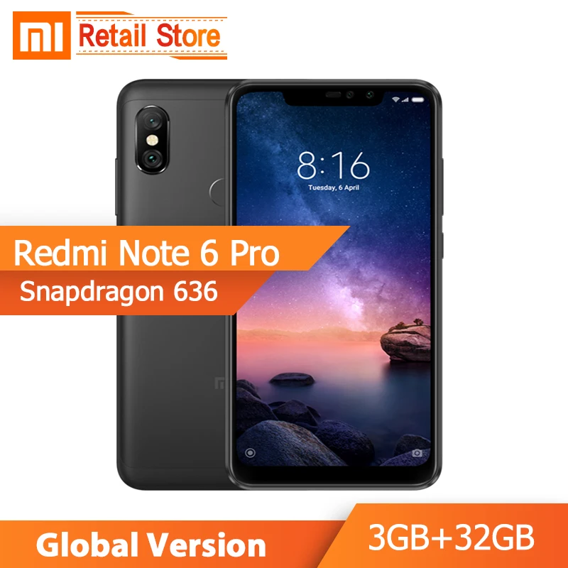 В наличии глобальная версия Xiaomi Redmi Note 6 Pro 3 ГБ 32 Snapdragon 636 Восьмиядерный 26