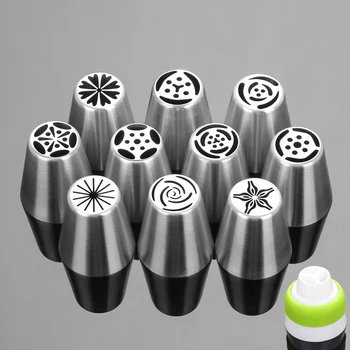 

11PCS Stainless Steel Cake Nozzles Russian Pastry Tip Icing Piping Nozzle Decorating Tools Fondant Confectionery Sugarcraft