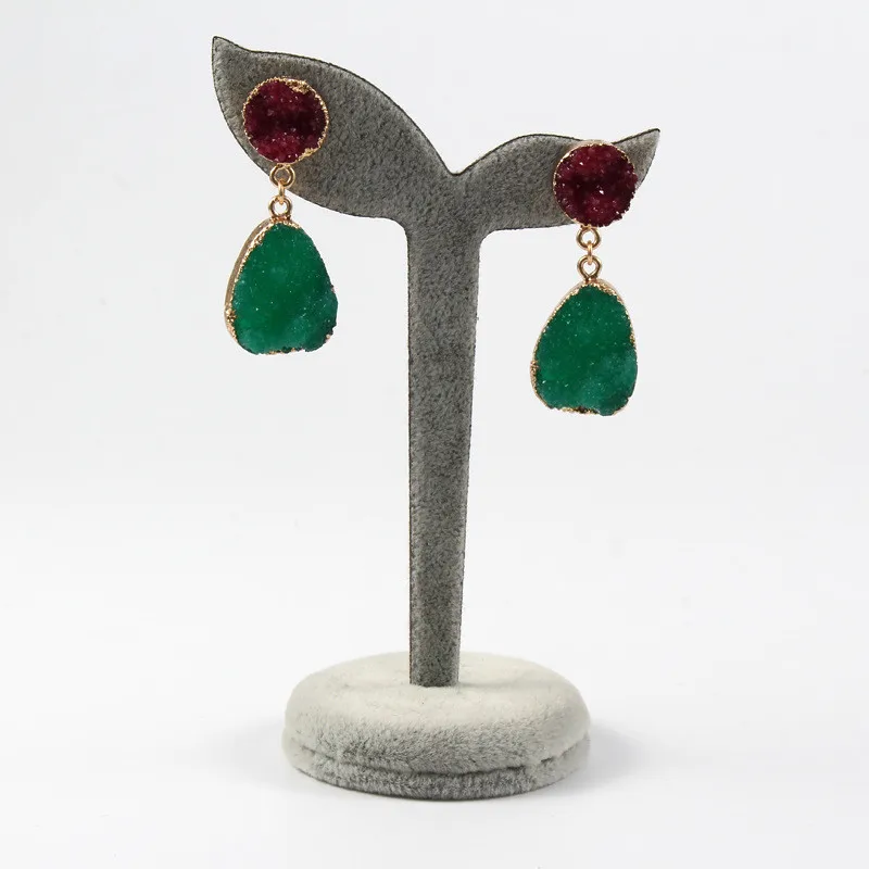 2Fashion Druzy Pink Resin Earrings Water Drop Earrings For Women Jewelry Pendientes Mujer Gifts For Women Accessories