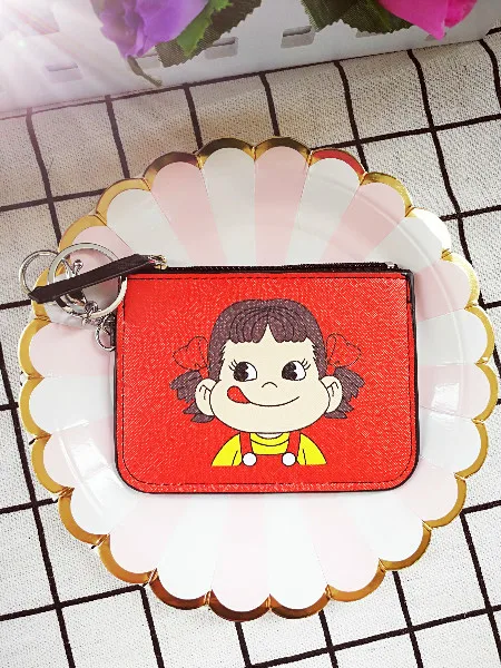 1 шт Молоко девушки Arale аниме, плюшевая держатель для карт PU мультфильм Кредитные ID сумки на молнии монета автобус карты кошелек малыш подарки для девочек на день рождения - Цвет: see chart