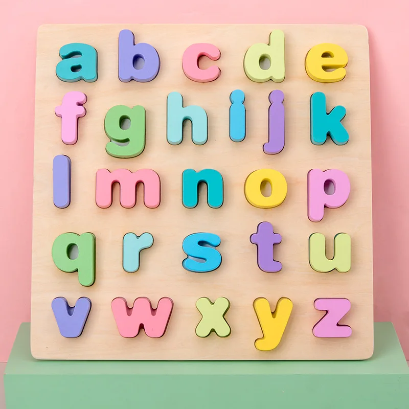 small letter Деревянные игрушки Монтессори, количество, совпадающие деревянные игрушки, цифровое Раннее Обучение, обучающая игрушка для детей - Цвет: small letter
