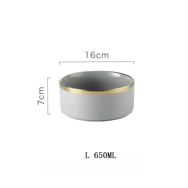 L gold gray 400/650 мл большая креативная Салатница десертная тарелка для дома в скандинавском стиле с деревянной ногой индивидуальность зеленая синяя керамическая тарелка - Цвет: L gold gray