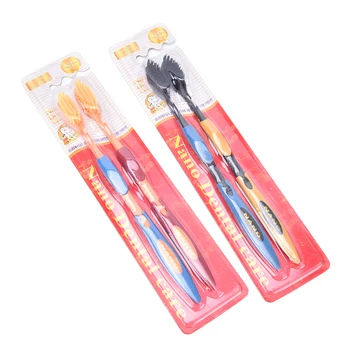 

2Pcs Double Soft Toothbrushes Bamboo Charcoal Nano Brushes Home Oral Care Adult Men Women