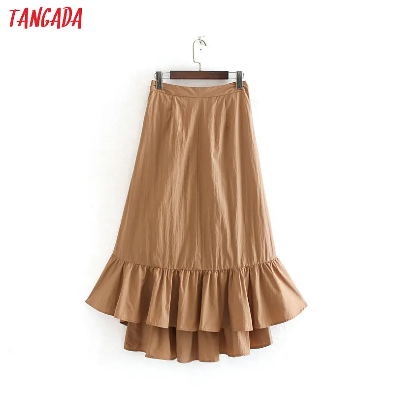 Tangada, Женская юбка миди цвета хаки, элегантная, офисная, женская, модная, пуговицы, трапециевидная, юбки для женщин, faldas mujer CE176