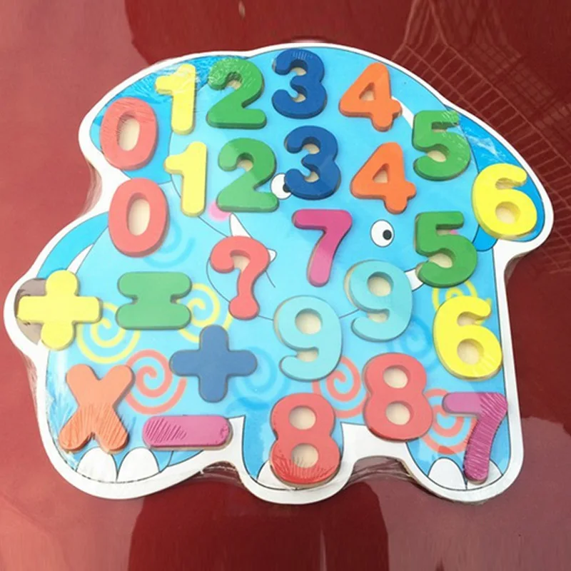 New Products Cartoon with Numbers Lettered Flat Jigsaw Puzzle Young CHILDREN'S Building Clutch Plate Early Education Wooden Toys