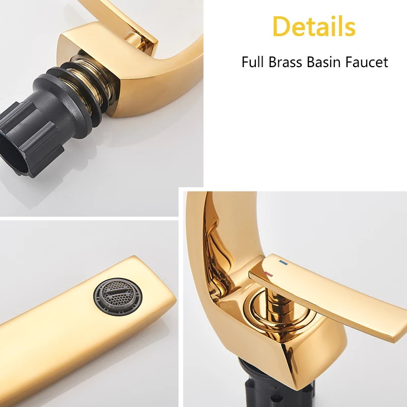 Rozin Bathroom Gold Basin Faucet Deck Mount Black Chrome Washing Basin Mixer Water Taps Creative Hot Cold Water Crane Mixers basin faucet,bathroom faucet