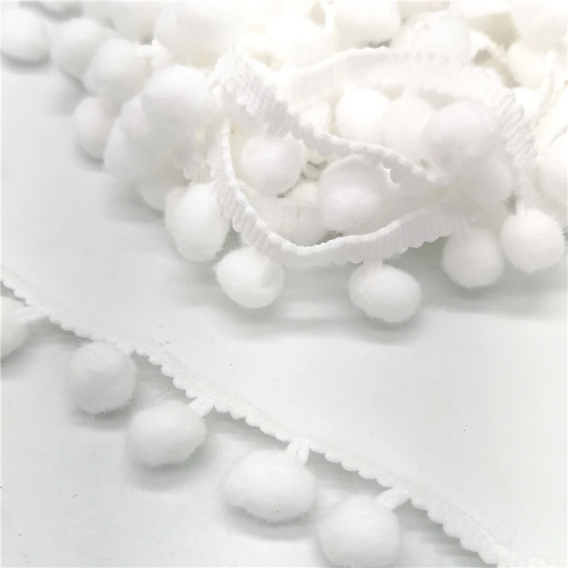 Pom Lace Trim Ball Ribbon MINI Pearl pom Fringe Sewing Kintted Fabric Handmade DIY Craft Accessories 2 yards lace ribbon lace fabric lace sewing accessories lace sewing supplies lace accessories lace garment accessories lace decoration clothing craft accessories tassel trim lace pom pom trim