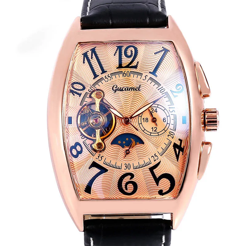 Мужские кожаные часы с циферблатом Star morning Tourbillon, автоматические механические часы