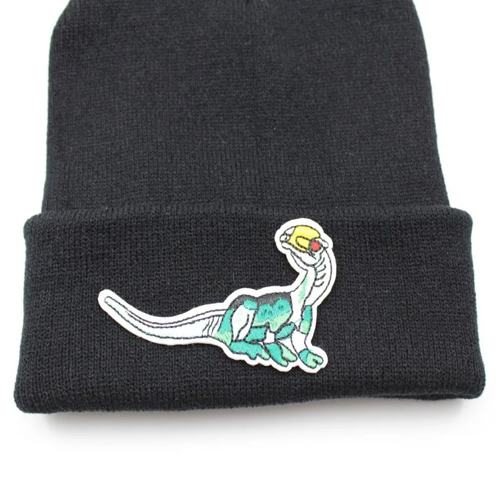Зимняя Шапка унисекс с принтом динозавра тёплые вязаные шапки шерстяной берет для мужчин и женщин на открытом воздухе чепчик Czapki Zimowe Шапка Зимняя# Y10