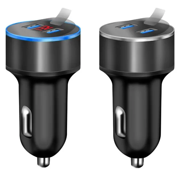 Автомобильное двойное USB зарядное устройство цифровой светодиодный дисплей 3.4A алюминиевый сплав для IPhone X 8 7 Xiaomi samsung Быстрая зарядка ЖК Автомобильное зарядное устройство