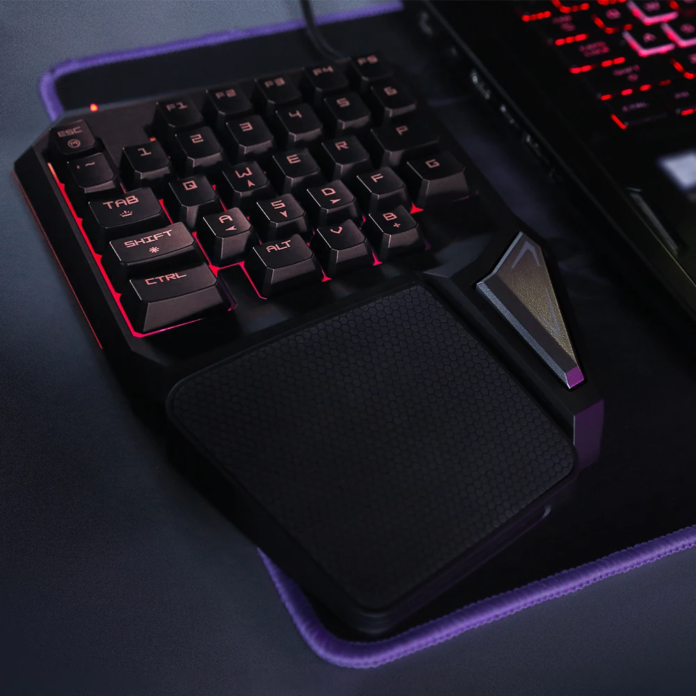 Delux T9 PRO, игровая клавиатура с одной рукой, 30 кнопок, 7 цветов, светодиодный, с подсветкой, для ноутбука, ПК, игрового плеера