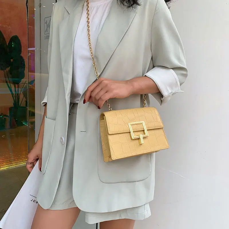 

A New Kind of Women's Bag with Ocean Style, Korean Version 2019 Slant Bag Fashion Chain, One-shoulder Square Bag