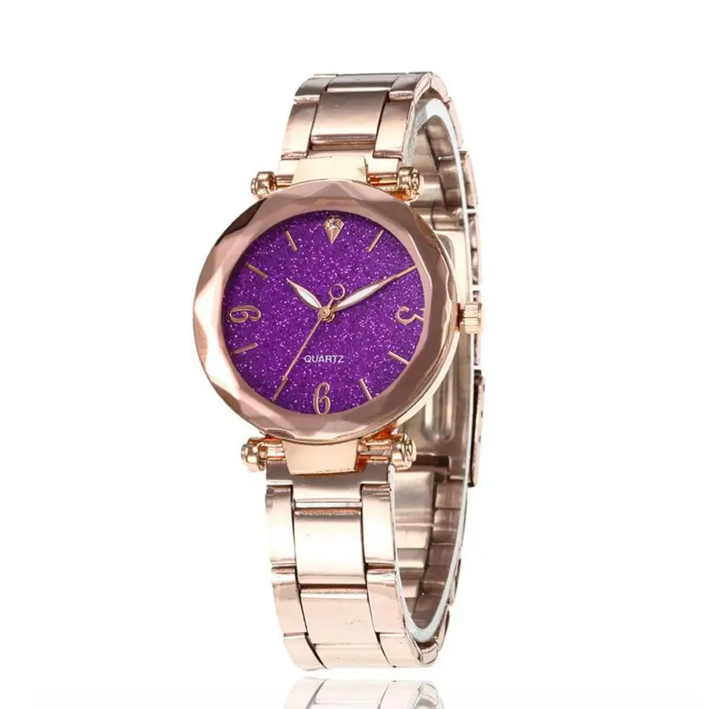 Женские часы с круглым циферблатом Модные Элегантные наручные со стальным