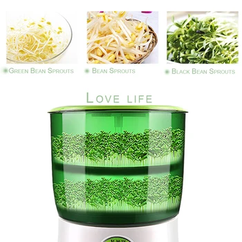 

Home DIY Bean Sprouts Maker machine 2 Layer Automatic Electric Germinator Seed Vegetable Seedling Growth Bucket 110V/220V