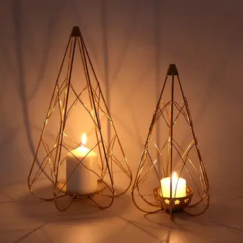 

Nordic Metal Pyramid Candle Holder Display Window Candlestick Home Living Room Party Centerpiece Table Decoration Table Ornament