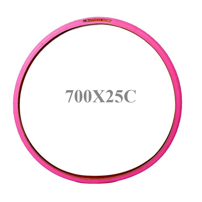 700 25C fenhong Велосипедные шины с компасом 700C 700* 23C 700* 25C Fixie велосипедные шины, сверхлегкие шины для шоссейных велосипедов 700 Pneu, анти-ударная энергия, многоцветные - Цвет: 700 25C fenhong