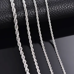 Stainless Steel Rope Chain Necklace/Bracelet - Steel Color, Multiple Width Options - Width 5mm (Length 50cm)