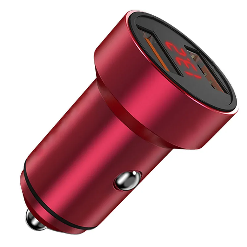 Новое автомобильное зарядное устройство usb type-C зарядное устройство для быстрой зарядки сплав светодиодный экран зарядное устройство для автомобиля DC128
