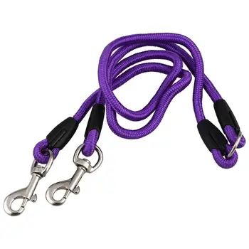 

Nylon Duplex Double Coupler Twin Lead Two Way Two Pet Dogs Walking Leash Safety, Purple