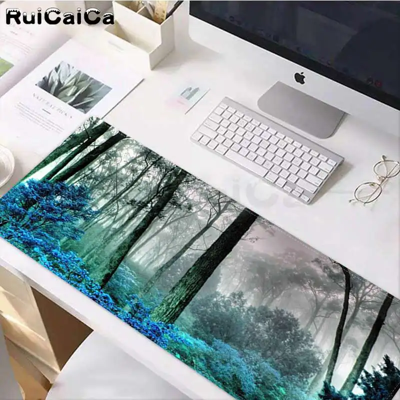 RuiCaiCa нескользящий ПК натуральный синий лес офисные мыши геймер мягкий коврик для мыши большой коврик для мыши клавиатуры коврик