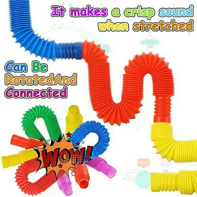 6Pcs Colorful Stretch Pull Fidget Toy Creative Pop Tubes Sensory Toys Kids Flexible Tube Toys for Kids Adults 3